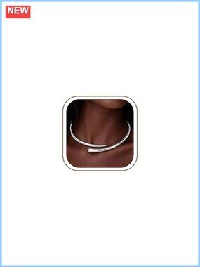 Statement Chunky Collar Necklace Teardrop Open Cuff Choker Spring-Hinged
